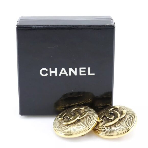 CHANEL COCO Mark Earring Plated Gold 30.0g Women - Picture 5 of 8